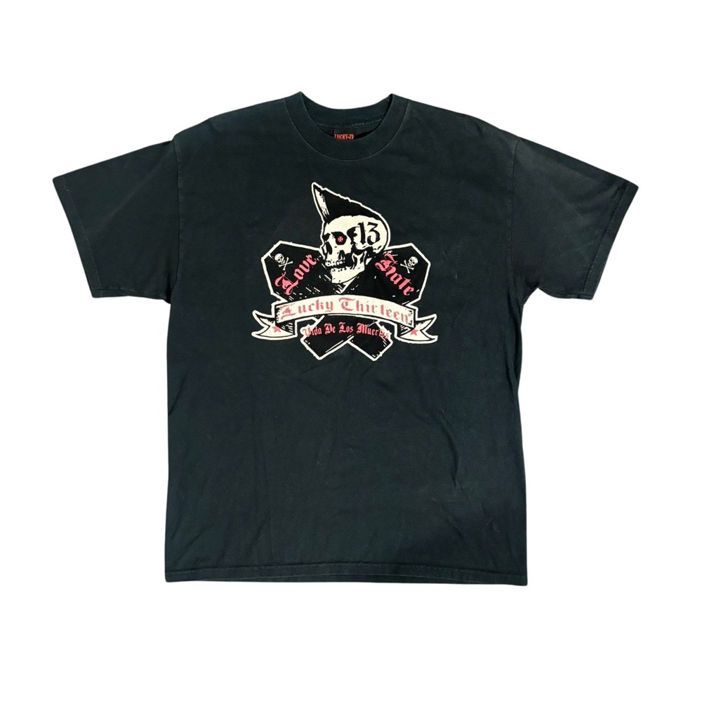 Vintage Y2K Lucky 13 Apparel black skull graphic tee